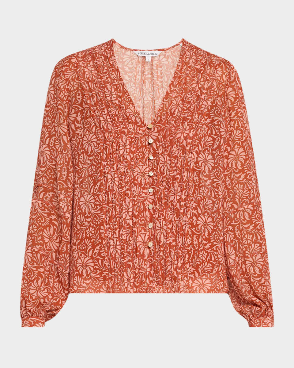 Calvin Printed Long-Sleeve Blouse